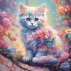 Diamond Painting Cartoon Animal Cat Full Square/Round Mosaic Rainbow Flower 5D DIY Paintings For Interior