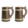 Wooden Beer Mug, Mango Wood with Sheesham Finish, Barrel Style, Lightweight & Durable, for Craft Beer, Home Bar, Café, Party, Gift (Pack of 2)