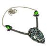 Indian Moss Agate Peridot Gemstone 925 Silver Plated Jewelry Necklace 18"