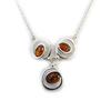 [N2816] - Серебряное колье "Вдохновение" янтарно-коньячный (родиевое покрытие) - 30х30 мм