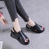 Thick-soled Wedge Sandals Women's New Summer High-heeled Fish-mouth Women's Shoes Soft Leather Heightening Muffin Shoes