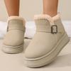Fashion Solid Color Soft Faux Suede Snow Boots Women Winter 2025 Ankle Buckle Platform Boots Woman Short Plush Warm Booties Mujer