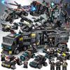 700PCS 8in1 City Police Command Trucks Building Blocks Policeman Robot Car Helicopter Model Bricks Toys for Children