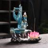 1pc Zen Buddha Hand Ceramic Waterfall Backflow Incense Burner Lotus Stick Incense Holder Home Yoga Room Decor Censer Tea Pet