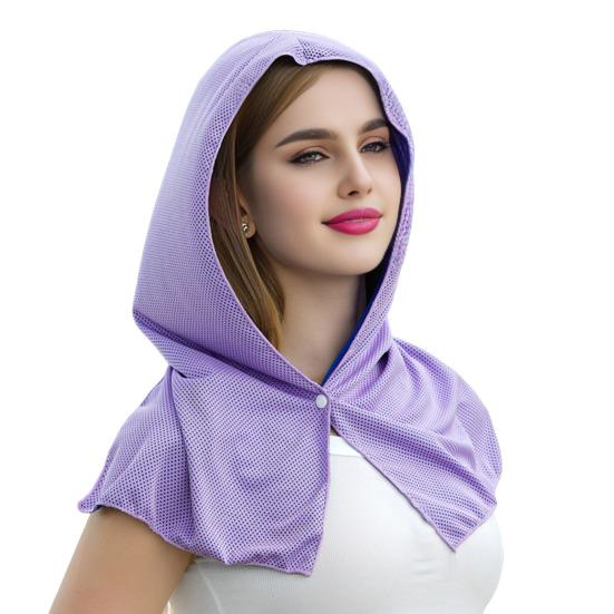 Cooling Hoodie Towel Neck Face Sun Protection Ice Towel Summer Hot Weather Breathable Sports Gym Workout Head Wrap Shawl