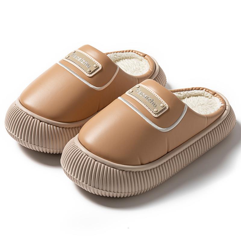 Waterproof Down Cotton Slippers Indoor Home Non-slip Thick Bottom Piled Thickened Outer Wear Warm Airtight Cotton Mop