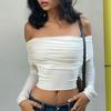 European and American Spring Sexy Hot Girl One Shoulder Slim Fit Versatile Long Sleeved T-shirt Top
