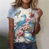 Women‘S Oversized T-Shirt Fashion Short Sleeve Tops 3d Animals Birds T Shirt O-Neck Casual Ladies Pullover Cute Loose Clothing