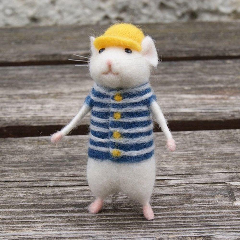 Non-Finished Poked Needle Kit Wool Kits Gift Mouse Wool Felting Mouse Ornament Felt Toy Doll