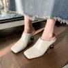 Fashion Women's Slippers Square Toe Special-shaped Heel Women's Mules 2025 Spring Sling-Heel Formal Pumps Outdoor Zapatillas De Mujer