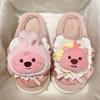 Women Slippers Cartoon Cute Cotton Slippers Thick Bottom Mute Home Warm Skin-friendly Plush Winter Fur Slippers Female Winter
