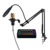 Podcast Equipment Bundle Condenser Mic with 48V Live Sound Card Kit Plug and Play Podcast