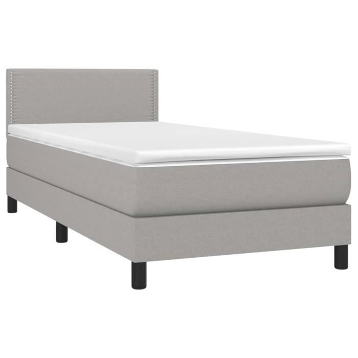 3139953 vidaXL Divan Bed with Mattress Light Grey 100x200cm Fabric