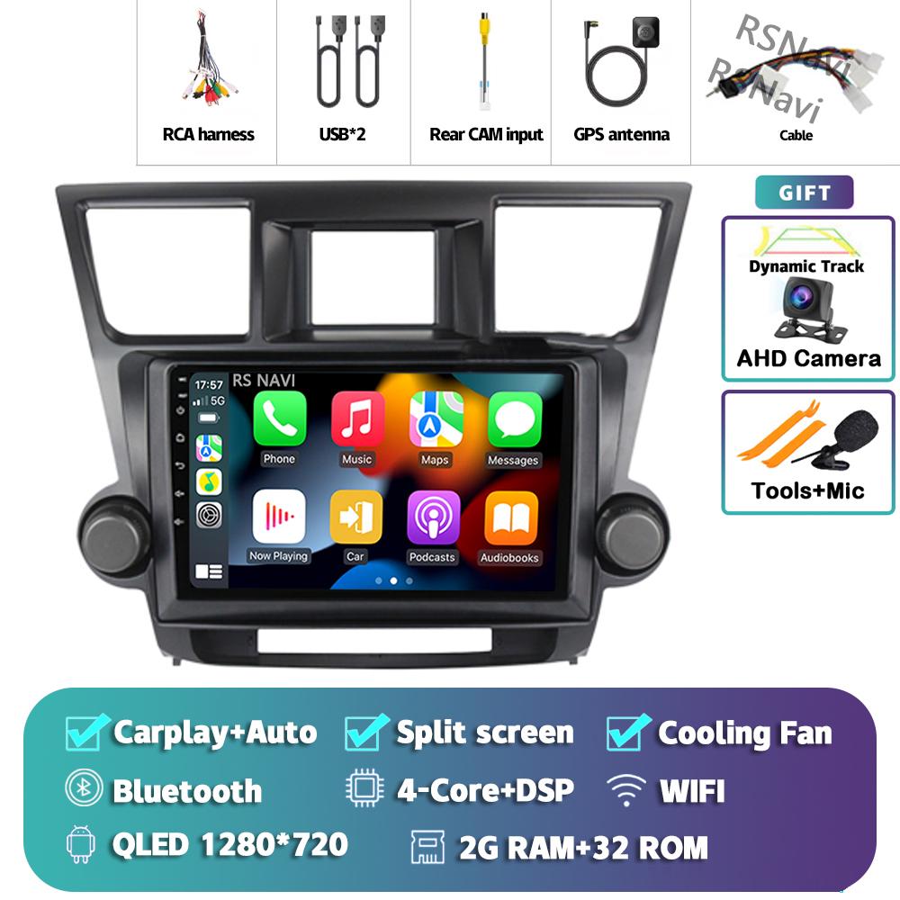 Android 14 Car Radio For Toyota Highlander 2007 - 2015 Player Multimedia GPS Navigation Stereo CarPlay Auto Video Head Unit DVD
