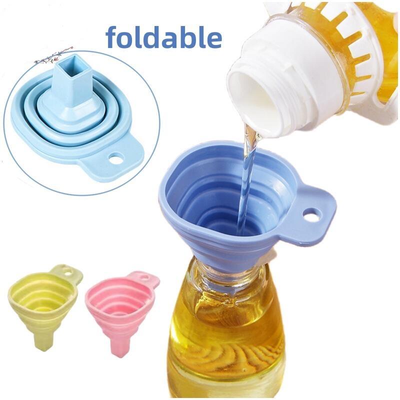 Kitchen Supplies Mini Foldable Silicone Funnel Filling Empty Bottle Portable Folding Funnels for Oil Sauce Kitchen Accessories