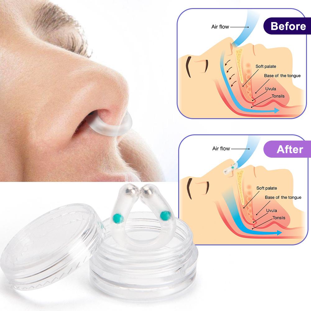Anti Snoring Device Magnetic Snore Stopper Silicone Aid Nasal Dilators Improve Sleeping Aid Apnea Guard Night Device with Case