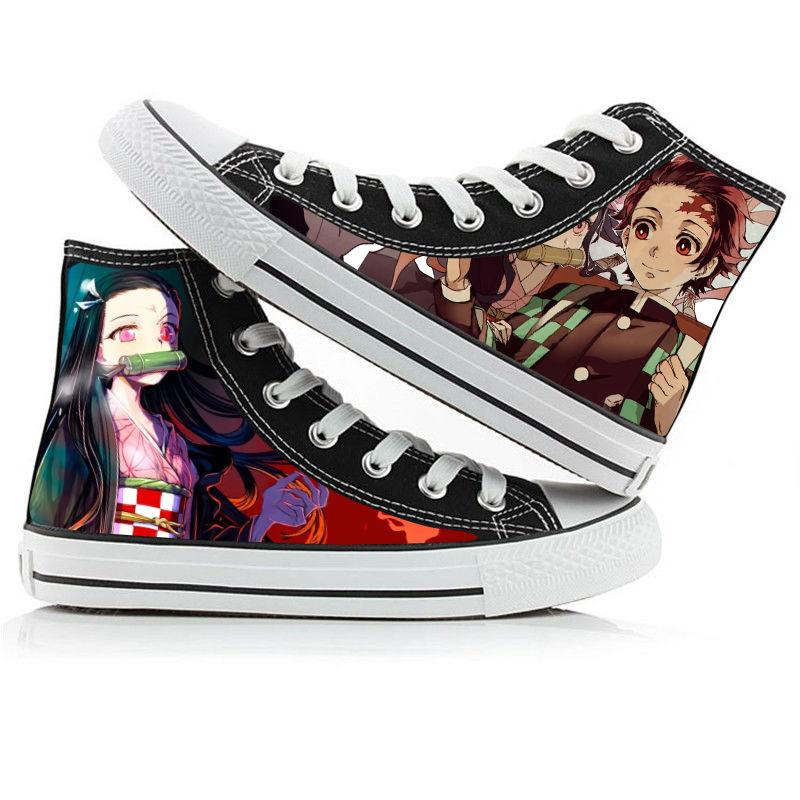 2024 Demon Slayer Print Canvas Shoes Fashion Anime Student Men Women Unisex Casual Shoe Lovers Couples Shoes