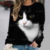 Women Long Sleeve T Shirt Kawaii Cat Graphic 3d Print Tees Harajuku Casual Tops Autumn O Neck Pullover Female Loose Clothing