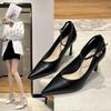 Elegant High Heels Fashion Lady Stilettos Pointed Toe Women Shoes Buckle Strap Wedding Party Female Shoes Metal Decor Banquet