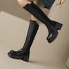 Krazing Pot Microfiber Autumn Winter Shoes Patch Work Platform Boots Round Toe Keep Warm Thick Bottom Thigh High Boots
