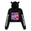 Kpop Demon Hunters Crop Tops Cat Ears 2 Sided Long Sleeve Crop Tops Girls Fashion Hoodie