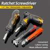 Telescopic Screwdriver Magnetic Bits Drivers Set Adjustable Ratchet Wrench Dual-Purpose Spanner Handle Socket Repair Hand Tools