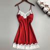 Satin Sleepwear Women Ladies Nightwear Nightdress Sexy Lingerie with Chest Pads
