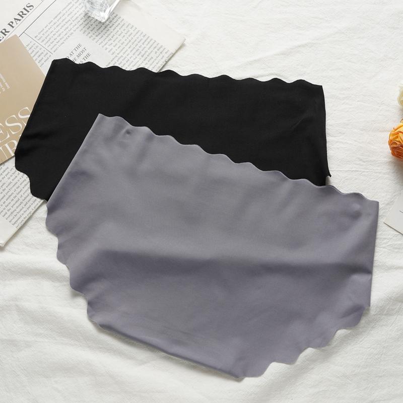 Women Ice Silk Mid-Waist Panty Wave Waist Comfortable Girl Underwear Cute Cartoon Print Breathable Bottom Crotch Briefs