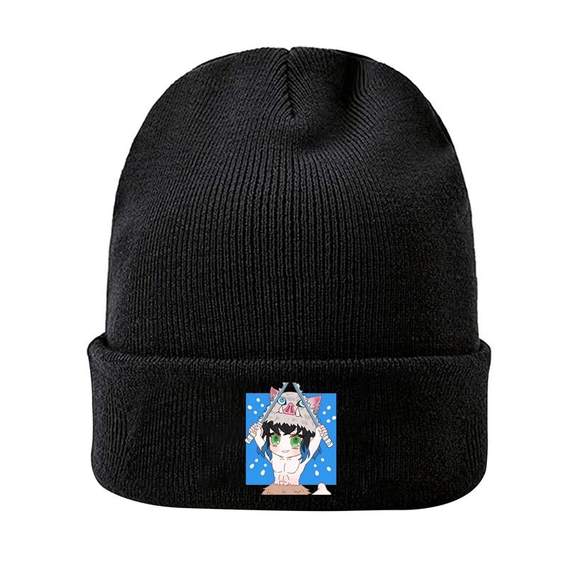 Knit Hat Demon Slayer Kimetsu No Yaiba Anime Winter Warm Beanie Caps Gonpachiro Kamanoko Unisex Women Casual Bonnet