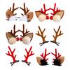 1 Pair Reindeer Antler Hair Clips for Christmas Fluffy Ear Headband with Pom Poms Festive Girls Hair Accessories Gift for Women Kids