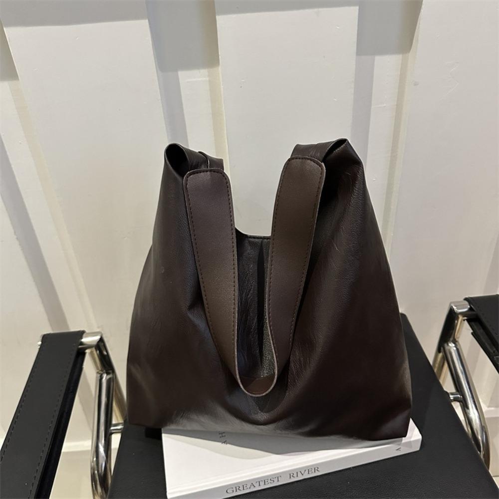 Leather Soft PU Shoulder Bag Large Capacity Underarm Bag Simple Women Handbag  Shopping