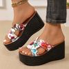 Shoes Female 2024 Open Toe Women's Slippers Plus Size Casual Slippers Women Print Round Toe Super High Wedges Women's Sandals