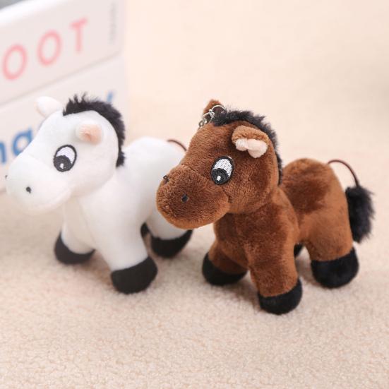 Cute Cartoon Plush Horse Doll Keychain Miniature Stuffed Animal Keyring Bag