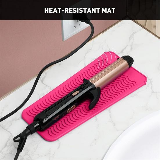 Yousheng Silicone Heat Resistant Mat Hair Straightener Flat Iron Curling Iron Tool Wavy Design Anti-slip Curling Iron Heat Insulation Cover