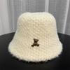 Bucket Hat Plush Hat Female Winter Cute Bear Rabbit Fur Bucket Hat Winter Warm Washbasin Hat Female