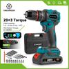 1200W 480N.M Torque Brushless Electric Impact Drill 20Gears Cordless Screwdriver Power Tools For Makita 18V Battery