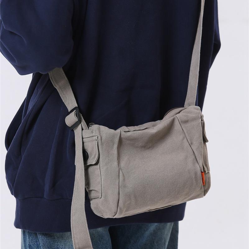 Canvas Bag Women's Large Capacity Crossbody Bag Men Solid Color Shoulder Bag