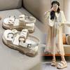 Internet Celebrity Fashion Roman Sandals Women 2024 Summer New with Skirt Versatile Thick Sole Heel Sandals Women Tide
