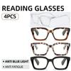 4pcs  Multi-color Oversized Square Reading Glasses Men Women Large Frame Fashion Presbyopia Eyeglasses Diopter +1.0~+3.0