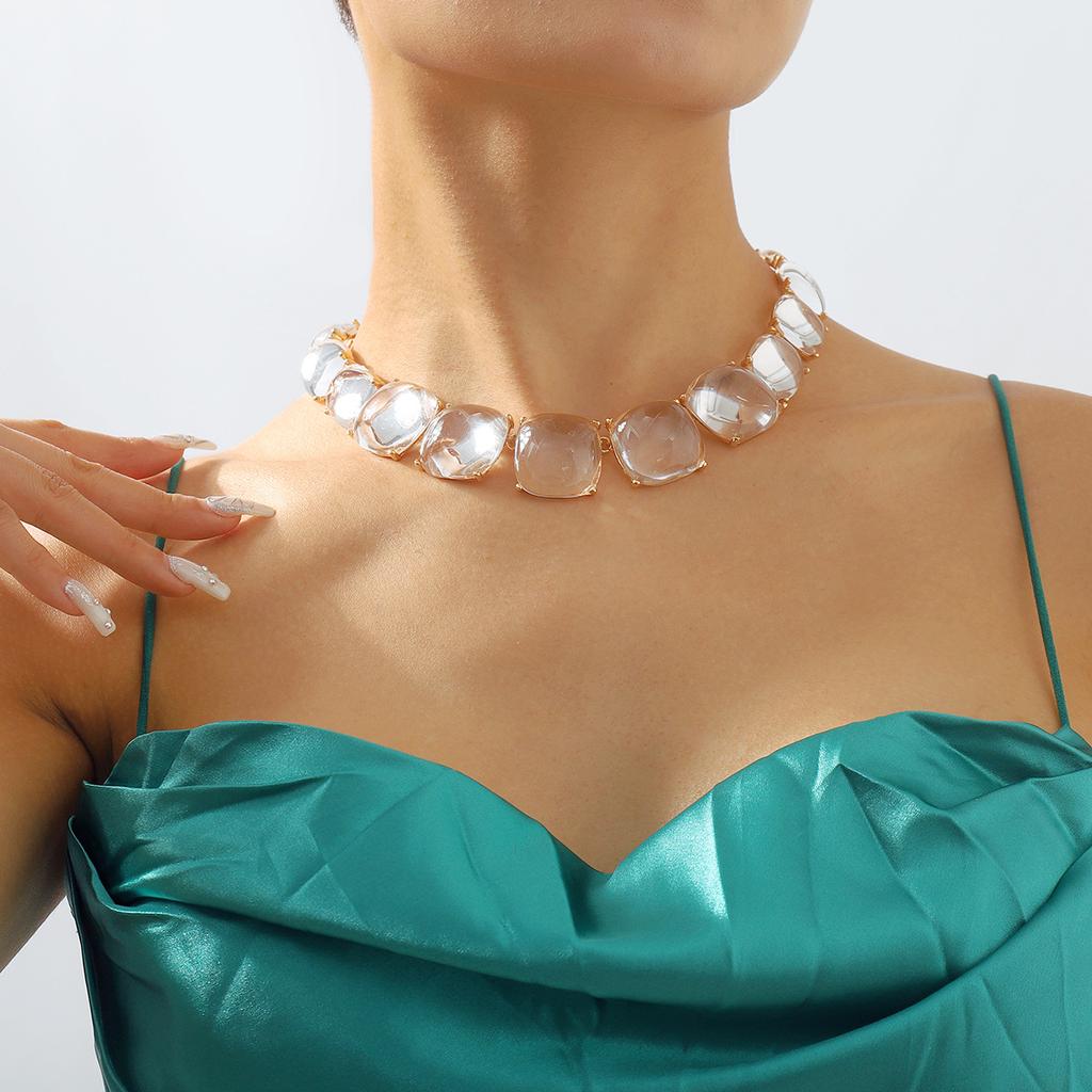 Tooxika Cross-border Trend Jewelry Personality Fashion Exaggerated Geometric Resin Colour Earrings Necklace