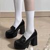 Одно слово с квадратной пряжкой, маленькая высота, увеличение роста, толстый каблук, балетки, одинарная обувь, женская, весна, французский бант, легкий вырез, туфли Мэри Джейн