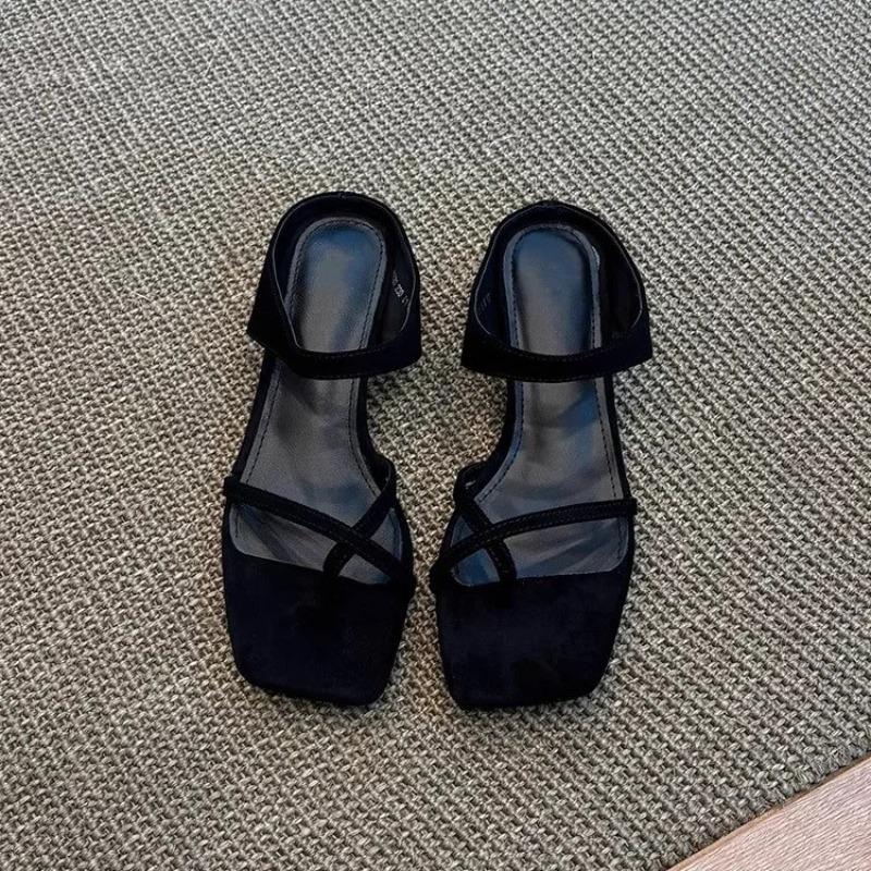 Простые повседневные сандалии с ремешком на пальце, женские летние винтажные сабо на танкетке с квадратным носком для улицы