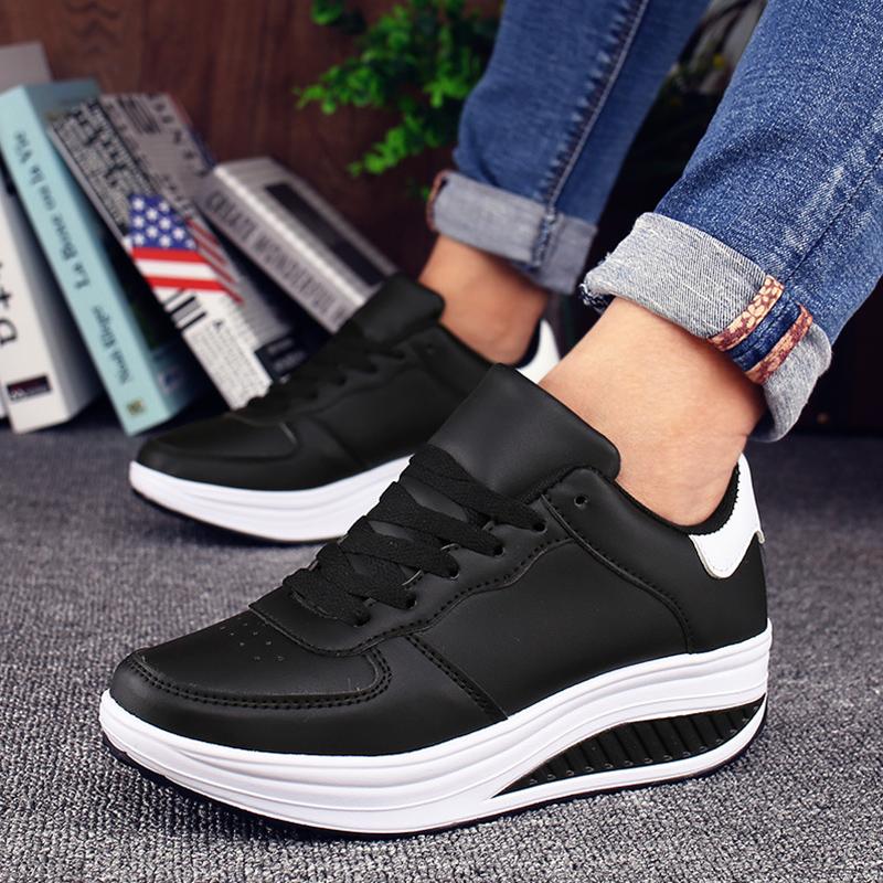 Women Sneakers New Breathable Vulcanize Shoes Waterproof Wedges Platform Woman Sneaker Leather Casual Shoes Mujer