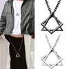 New Men Women Modern Geometric Stacking Fashion 1Pc Pendant Necklace Square Unisex Couple Necklace Triangle Hip Hop Black Silver Alloy
