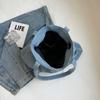 Commuter Large Capacity Denim Tote Bag Women Underarm Bag Work Shoulder Bag