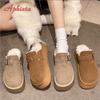 Fashion Aphixta 4.5cm Platform Buckle Dec Women Warm Slipper Furry Indoor Women Mule Shoes Winter Slides Chaussures Femme Zapatos Mujer