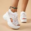 New Slope Heel Open-toed Fish Mouth Sandals Women's Thick-soled Fly-woven Lace-up Sports Wind Beach Women's Sandals