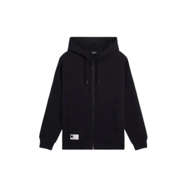 Li-Ning Мужские топы с капюшоном на молнии с однотонным логотипом серии Sports Trend, черные AWDSB17-1