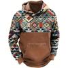 Vintage Men's Hoodie 3D Geometric Print Sweatshirts Harajuku Hooded Shirt Pullover Casual Clothes Streetwear Top Men's Clothing