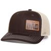 Unisex DAD Letter Brown Leather Label Baseball Net Caps Adjustable Casual Hats Spring and Summer Outdoor Sunscreen Hat